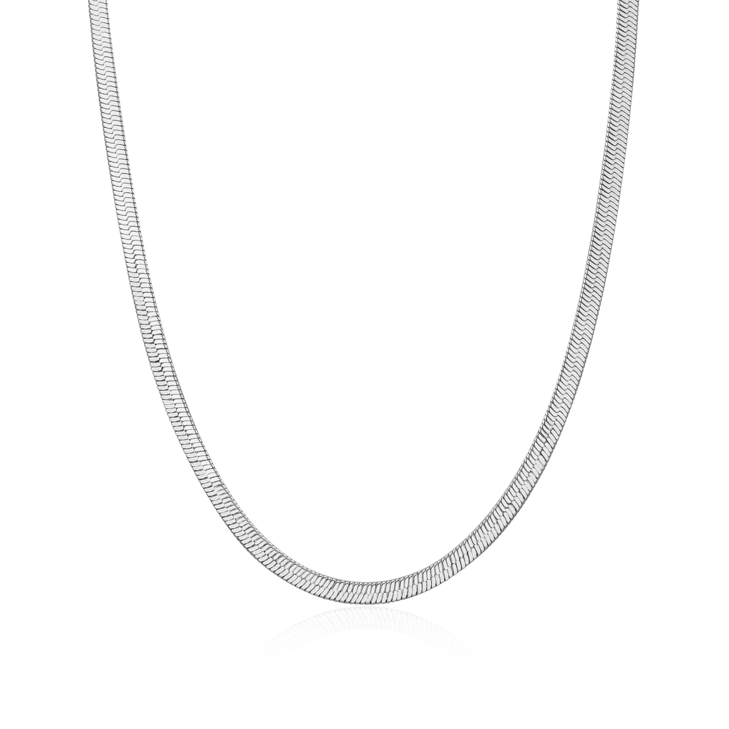 3mm Snake Herringbone Chain q – White Gold