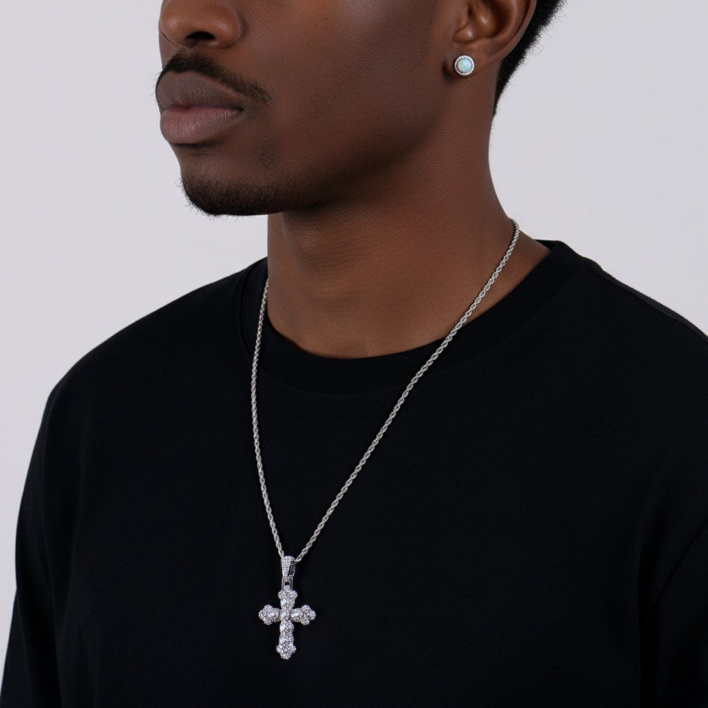Opal Trinity Cross Pendant Set