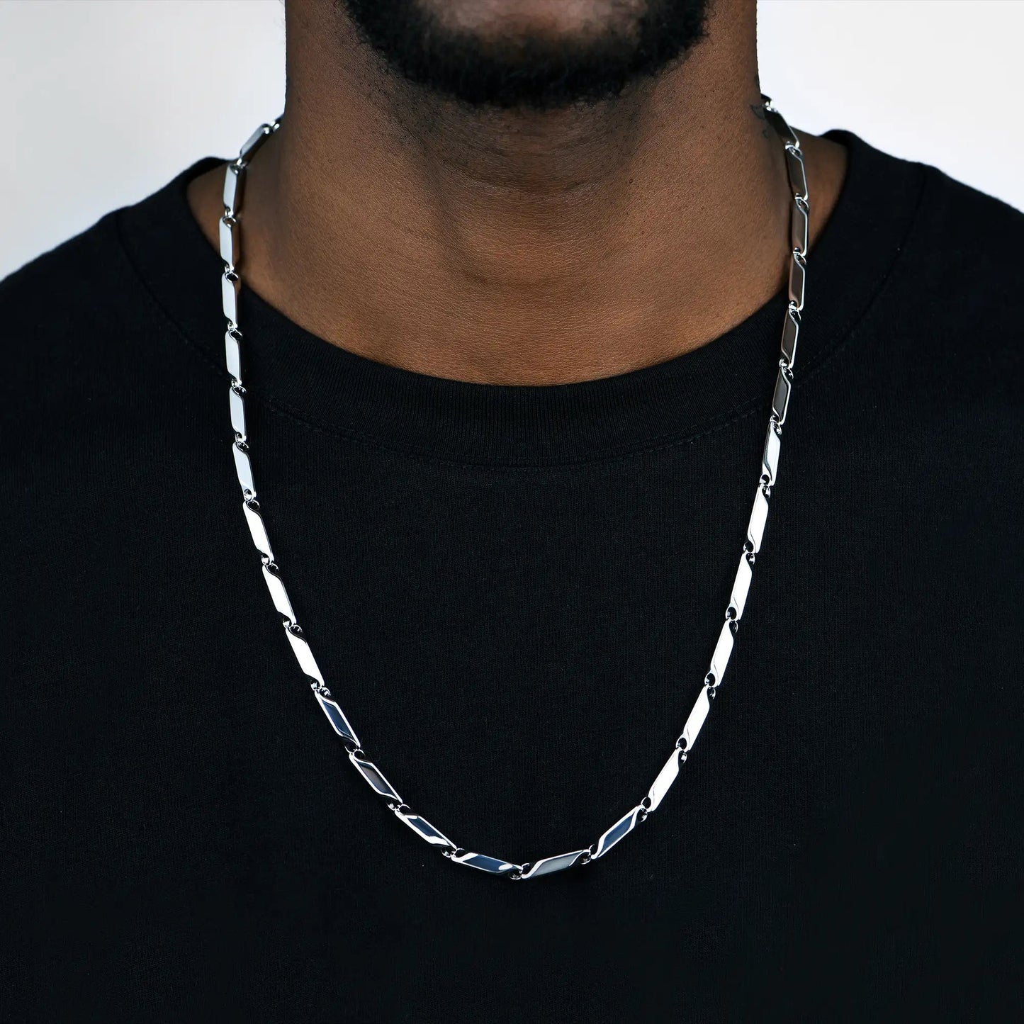 4mm Prism Link Chain – White Gold