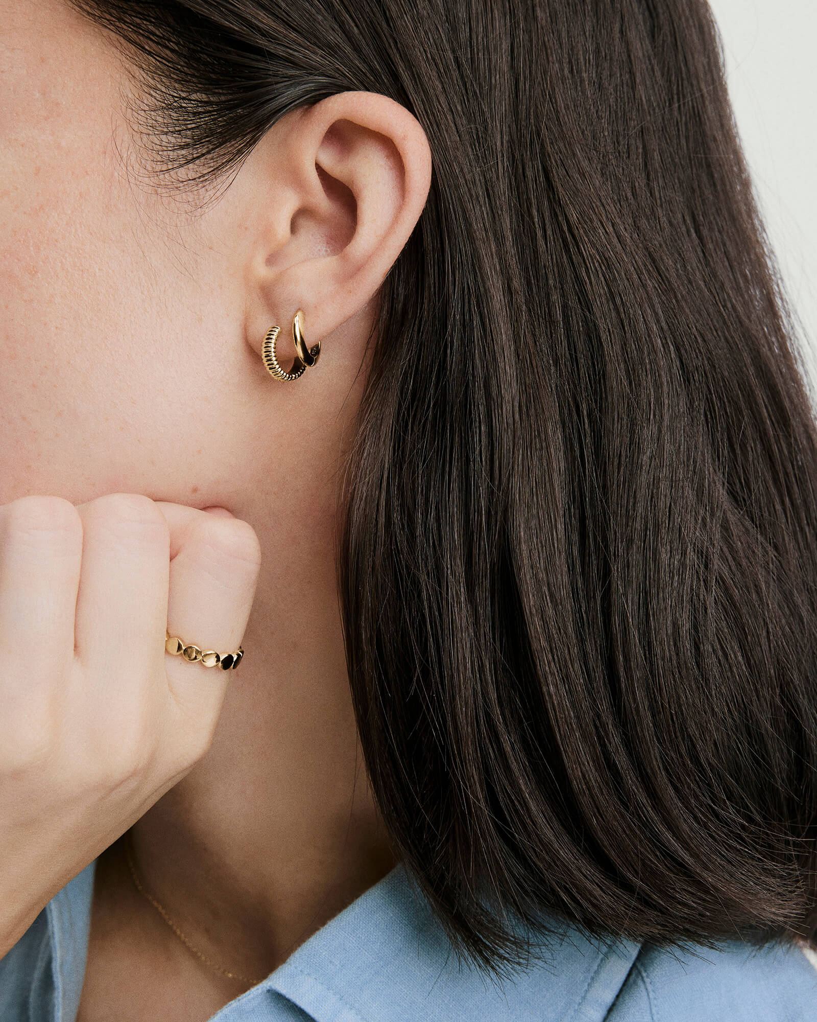 Textured Huggie Hoops