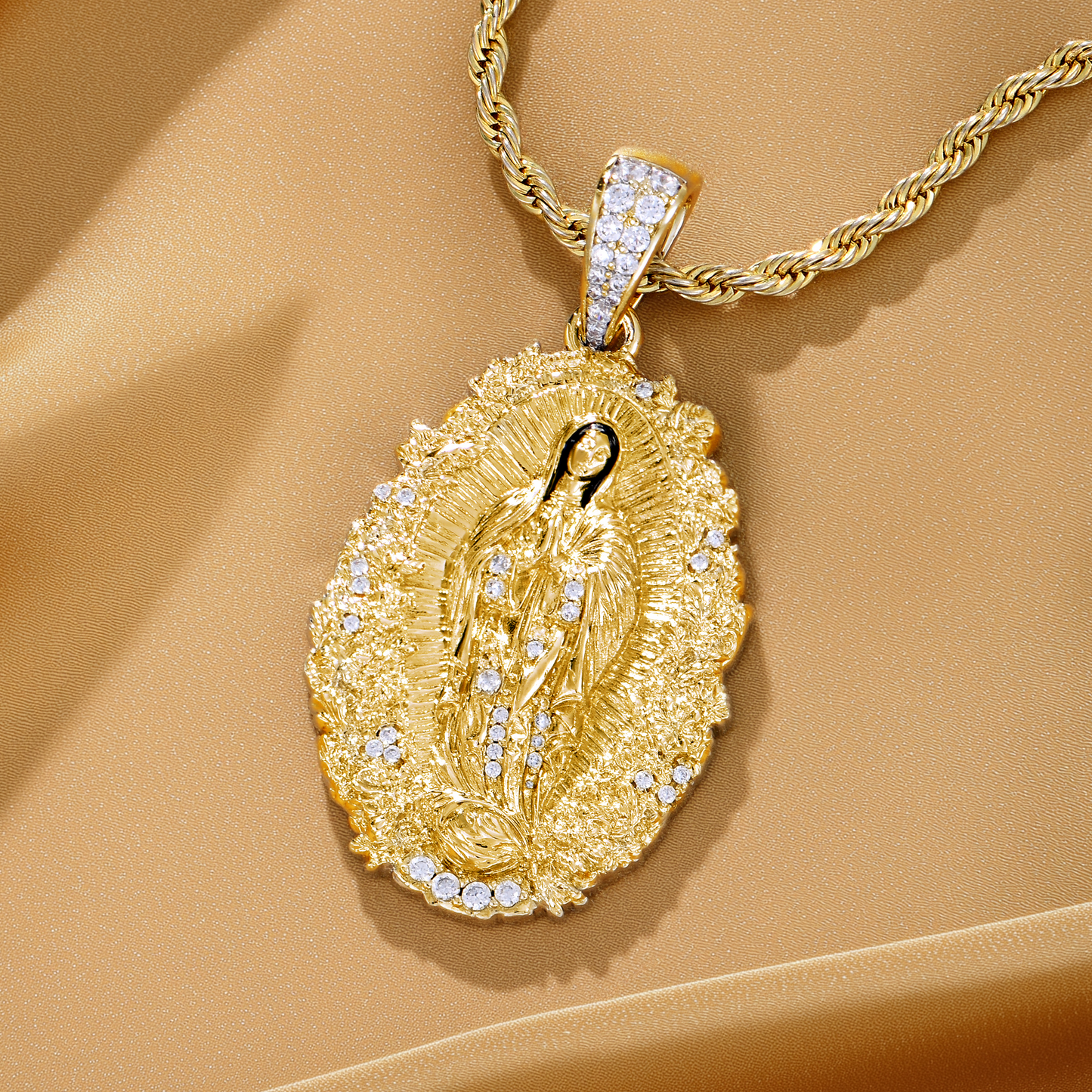 Saint Mary Floral Halo Pendant