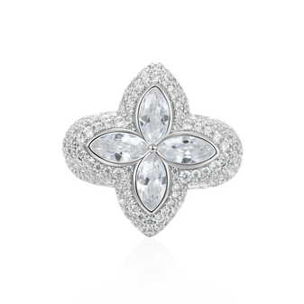 Iced Luminous Clover White Diamond Ring