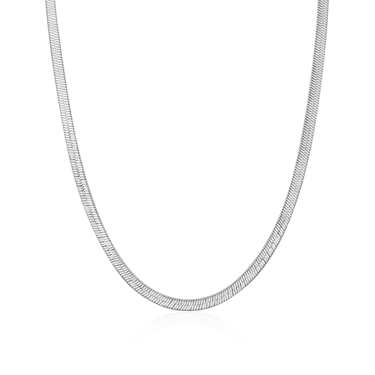 3mm Snake Herringbone Chain q – White Gold