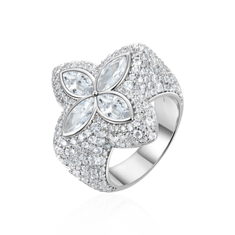 Iced Luminous Clover White Diamond Ring