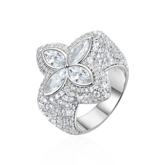 Iced Luminous Clover White Diamond Ring