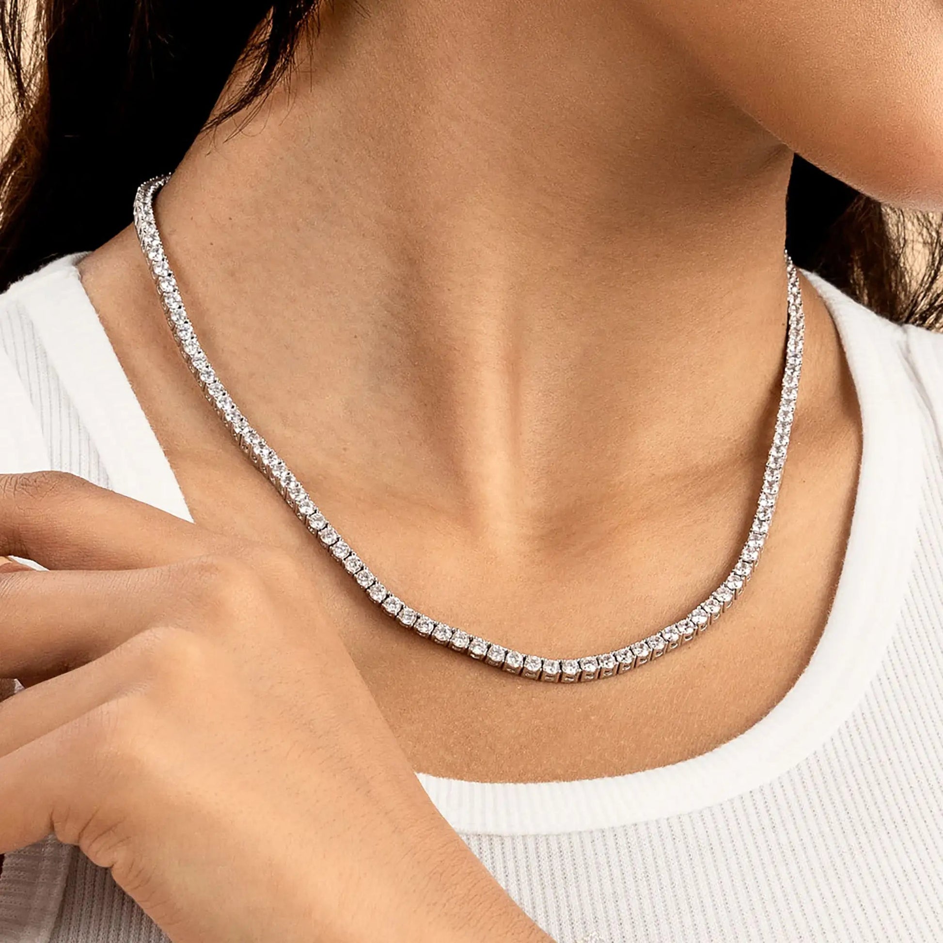 Diamond Aura Tennis Chain – 3mm (White Gold)
