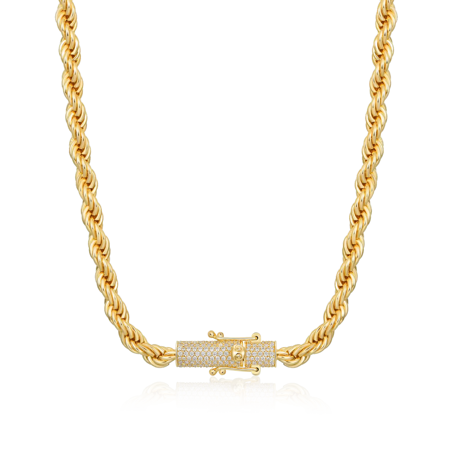 Royal Iced Clasp Rope Chain – 6mm (Yellow Gold)