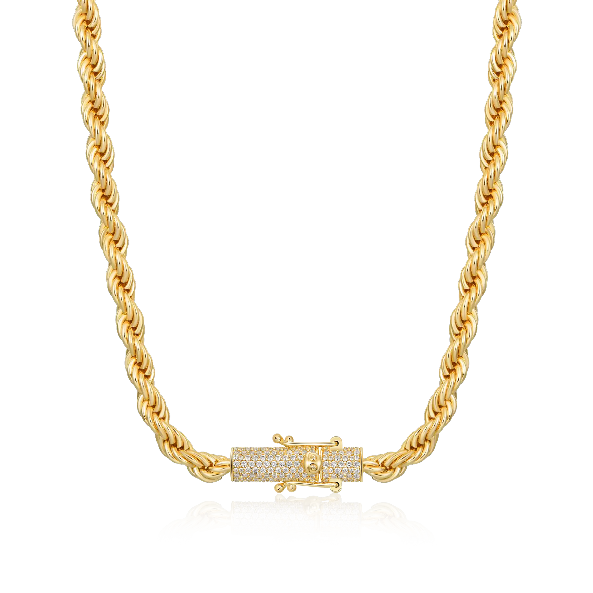 Royal Iced Clasp Rope Chain – 6mm (Yellow Gold)