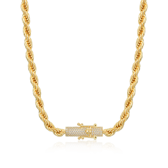 Royal Iced Clasp Rope Chain – 6mm (Yellow Gold)