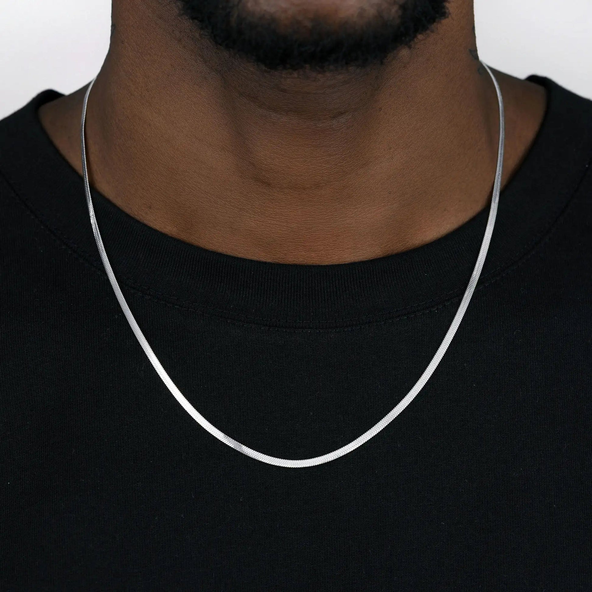 3mm Snake Herringbone Chain q – White Gold