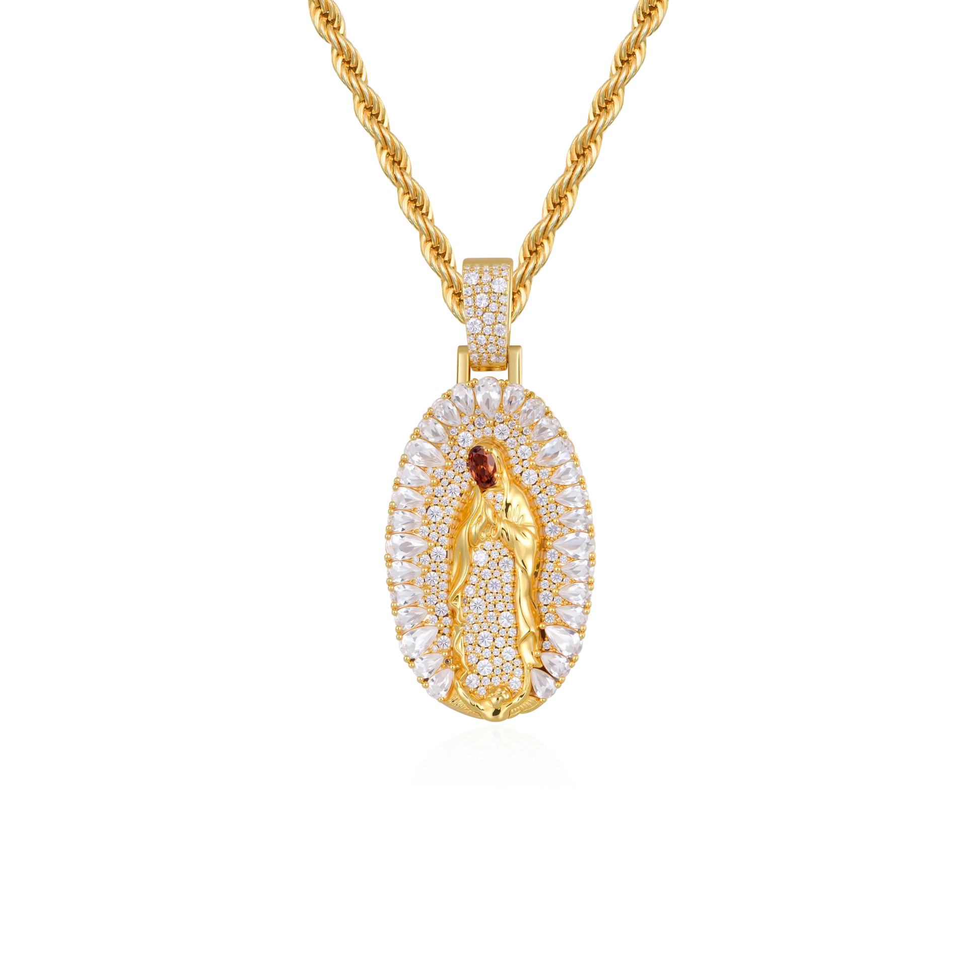 Brilliant Halo Virgin Mary Pendant