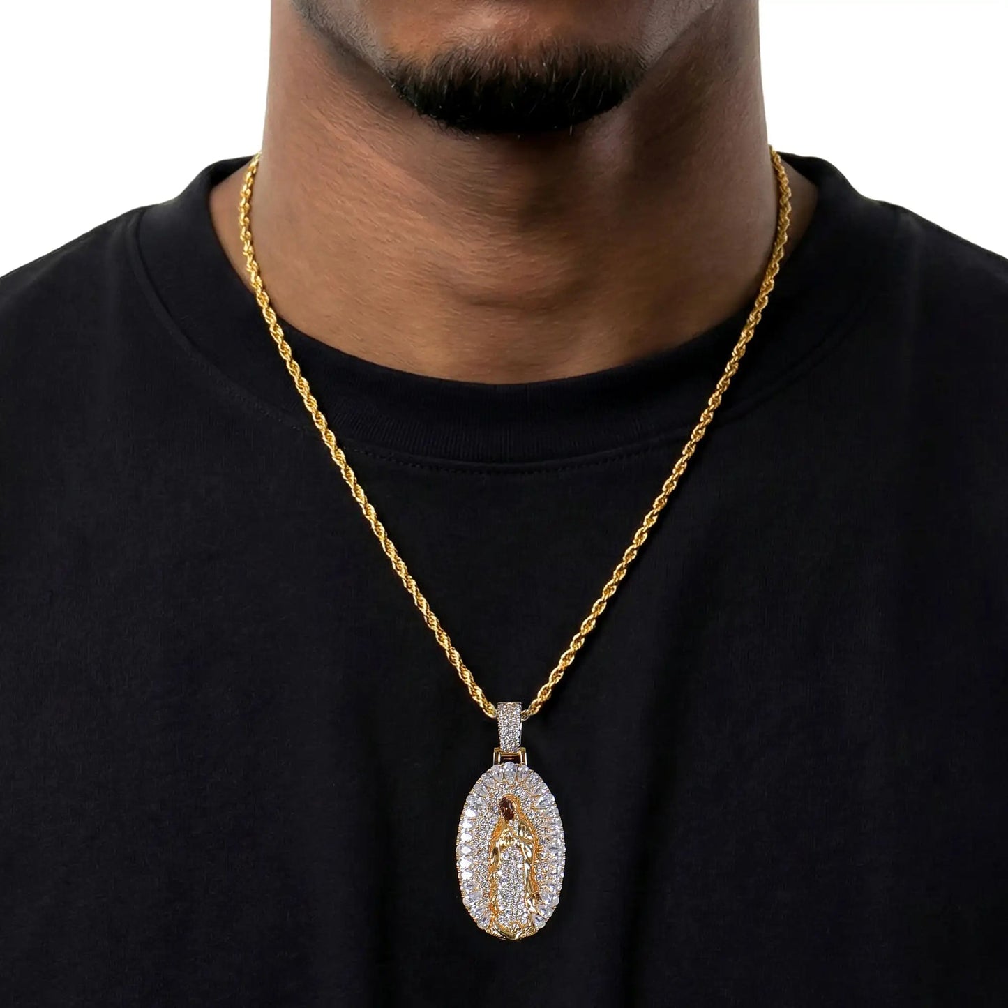 Brilliant Halo Virgin Mary Pendant