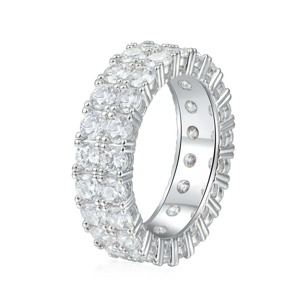 Double Row Iced Tennis Ring