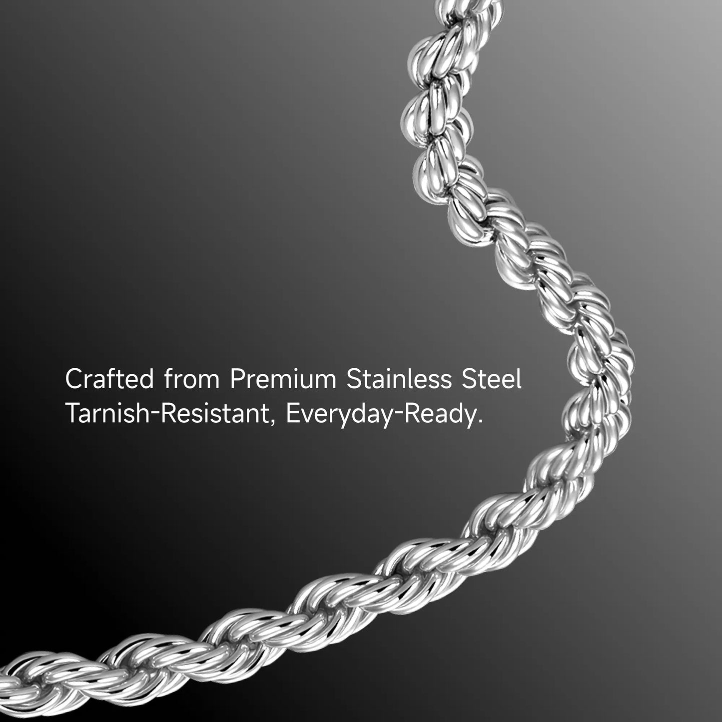 Eternal Twist Rope Chain – 4.5mm (White Gold)