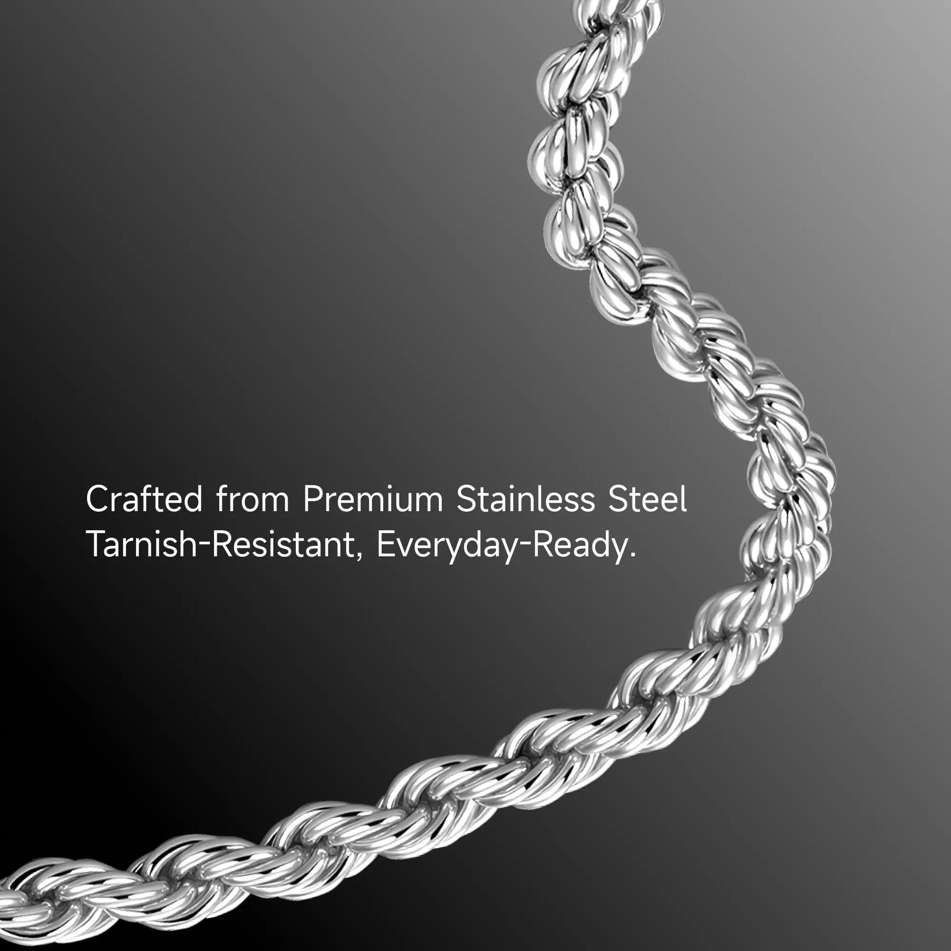 Eternal Twist Rope Chain – 4.5mm (White Gold)